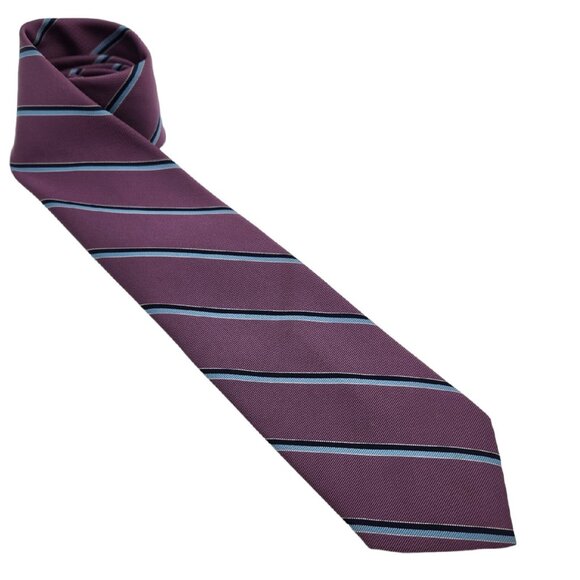 Vintage Ketch Men's Lavender & Blue Striped Tie Necktie‎ Skinny 100% Polyester - Picture 1 of 8